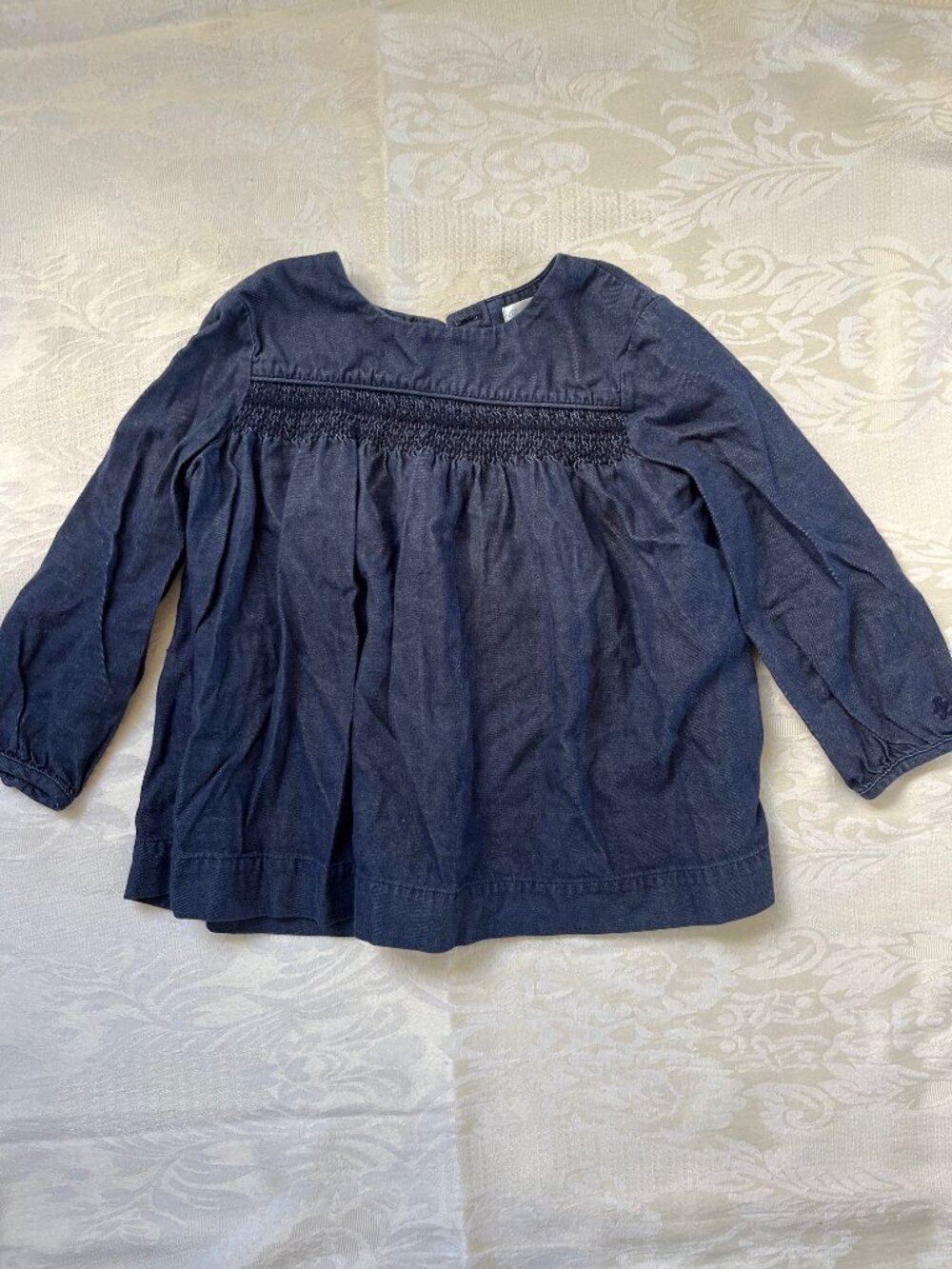 Polo Ralph Lauren Baby Girls Denim Smocked Long Sleeve Blouse Top 18M